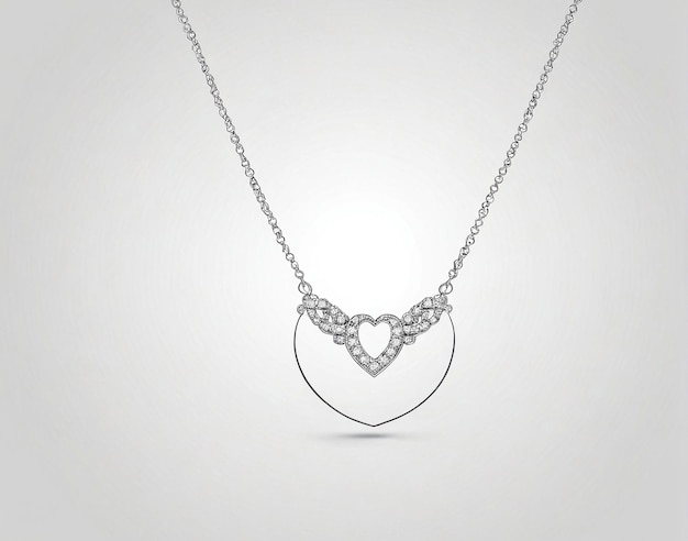 a heart shaped necklace with diamonds