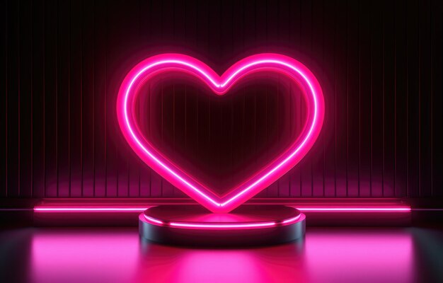 Heart Shaped Neon Sign in Dark Room