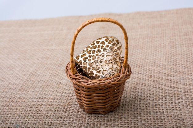 Heart shaped object in a basket