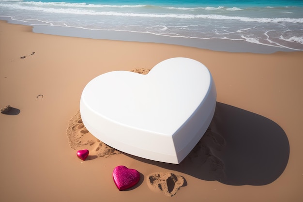 A heart shaped object on a beach