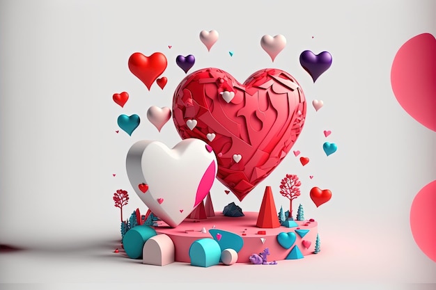 A heart shaped object surrounded by hearts generative AI