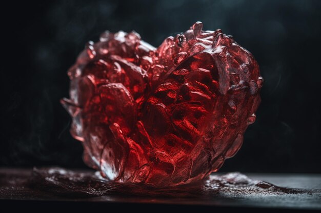 A heart shaped object with a dark background