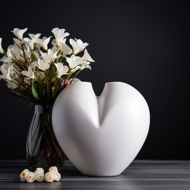 объект в форме сердца с цветком посередине и листом сбоку от сердца с