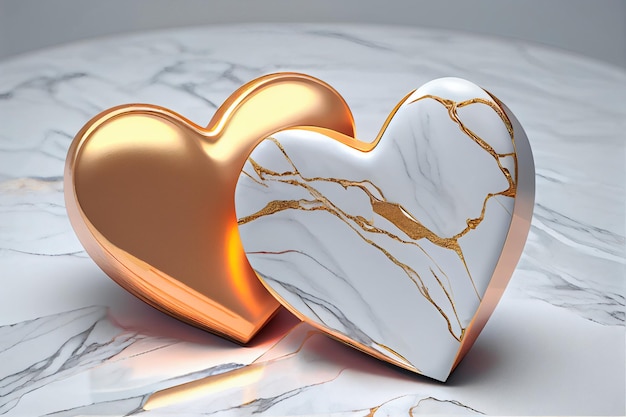A heart shaped object with gold on it