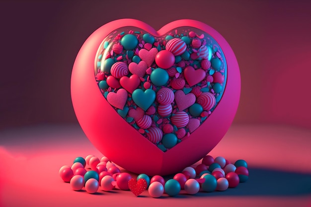 A heart shaped object with many small hearts on it