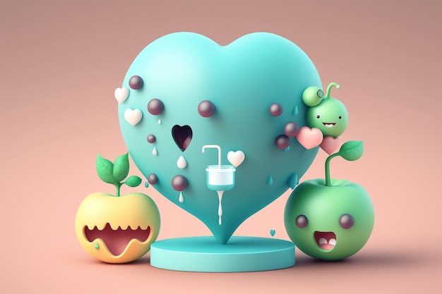 A heart shaped object with a plant in the middle