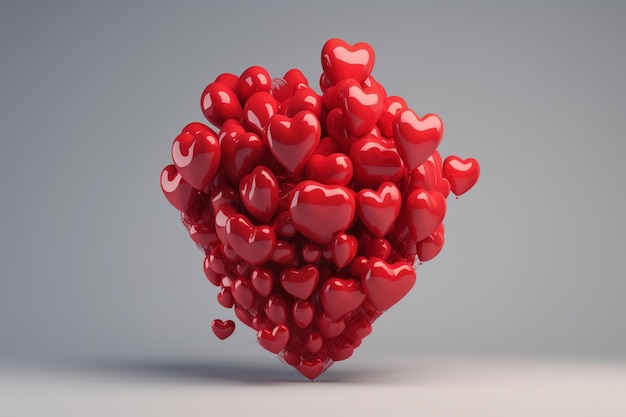 Объект в форме сердца с красными сердечками на нем.