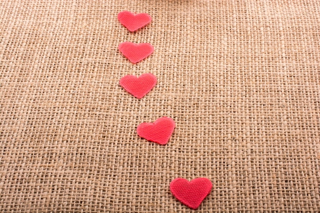 Heart shaped objects on canvas