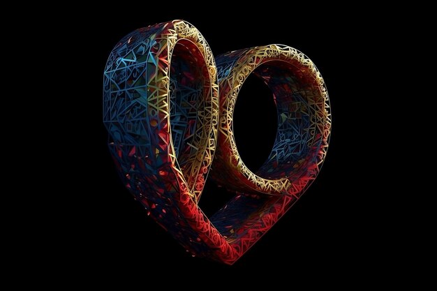 Heart shaped ornament on black Generative AI