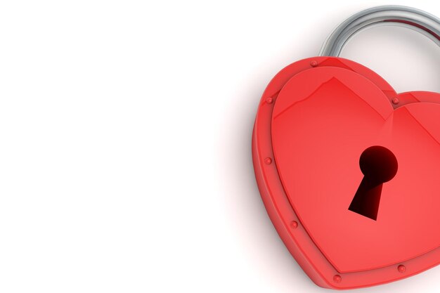 Heart shaped padlock Valentines day love concept 3D Rendering