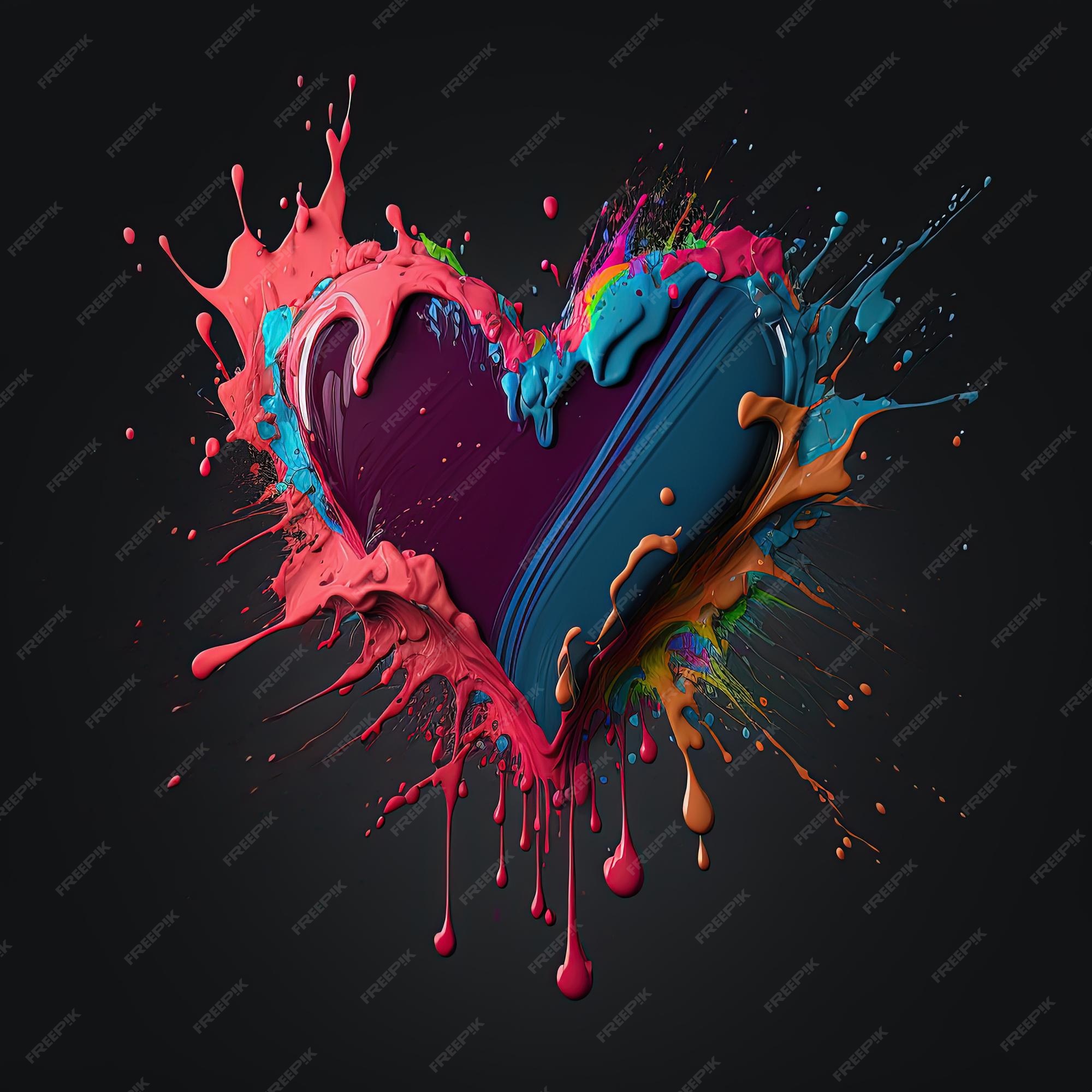 Premium Photo | Heart shaped paint on black background love dreams  valentine day concept