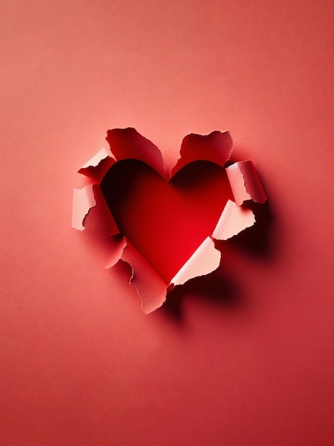 Heart Shaped Paper Torn Open on Textured Background