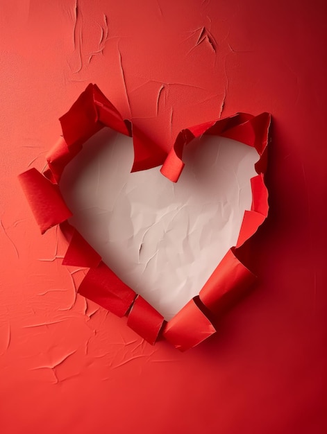 Heart Shaped Paper Torn Open on Textured Background