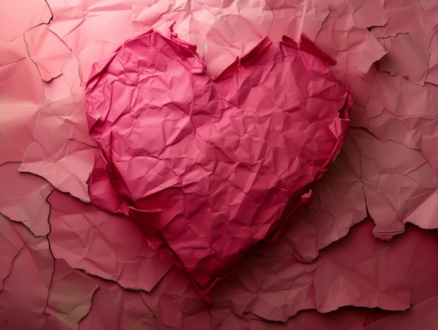 Бумага в форме сердца, разорванная на текстурированном фоне