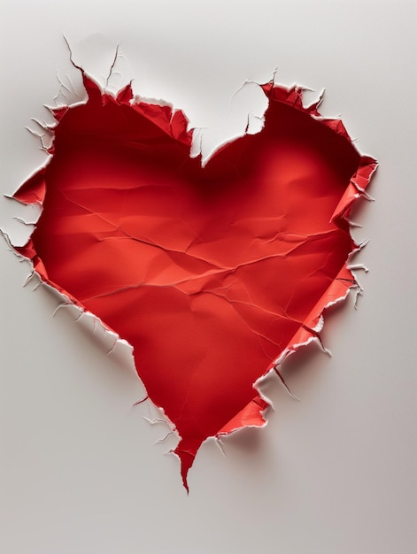 Heart Shaped Paper Torn Open on Textured Background