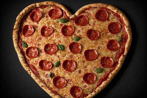 heart-shaped pepperoni pizza