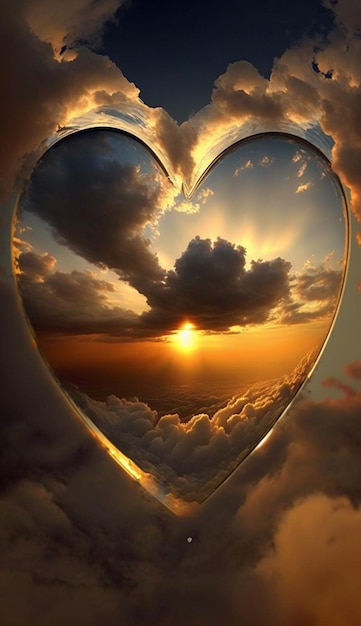Фото Фото солнца и облаков в форме сердца