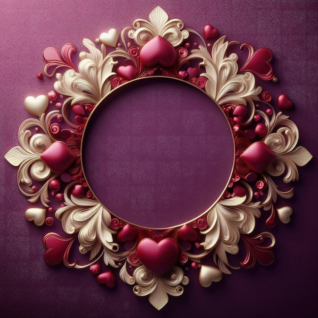 a heart shaped picture frame with various decorations