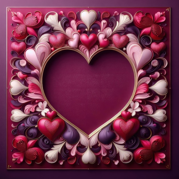 a heart shaped picture frame with various decorations
