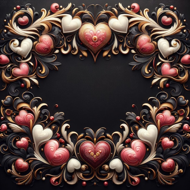 картинная рама в форме сердца с различными украшениями