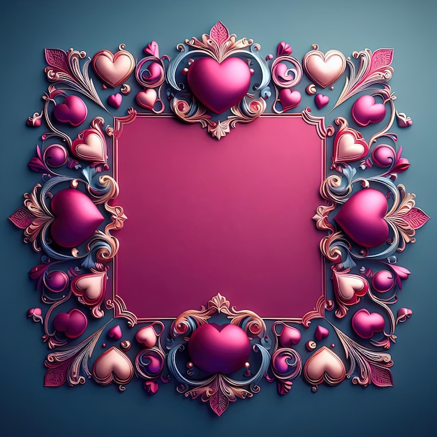 a heart shaped picture frame with various decorations