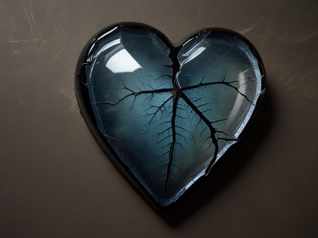 Photo heart shaped piece of glass with broken glass