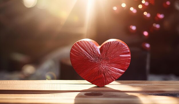 a heart shaped piece of red paper is on a table