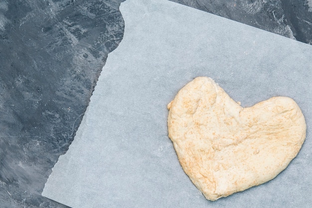 Heart shaped pizza dough handmade