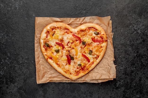 Heart-shaped pizza for Valentines Day