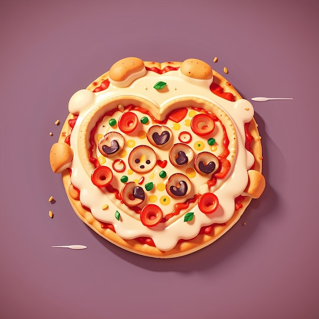 a heart shaped pizza with a heart shaped pizza on it