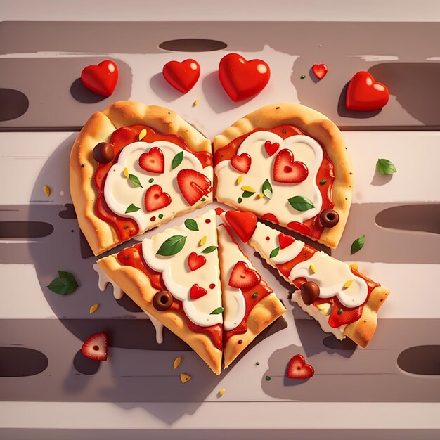 a heart shaped pizza with a heart that says  heart