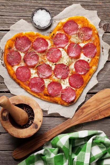 Heart shaped pizza