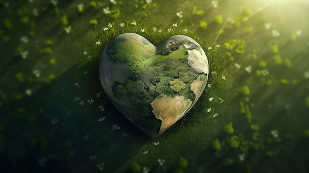 A heart shaped planet with the word love on it