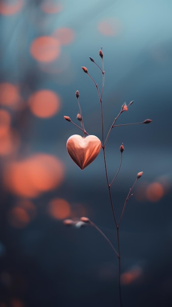 A heart shaped plant with a red flower on it ai