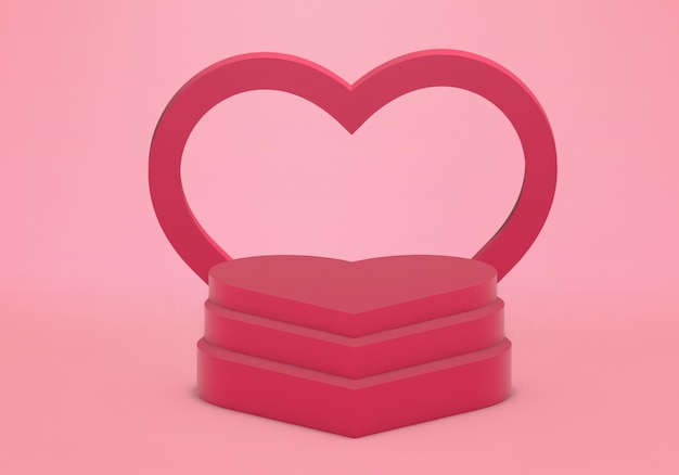 Photo heart shaped platform or pedestals for valentine's day products presentation