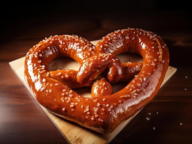 a heart shaped pretzel in the style of traditional essence