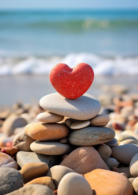 A heart shaped rock on a beach