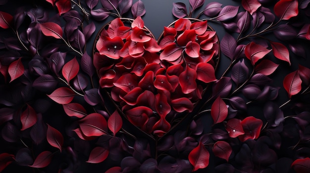 Листья розы в форме сердца рассеиваются