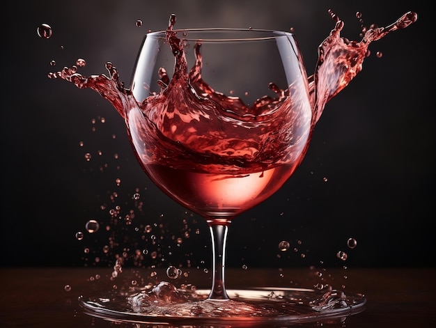 バレンタインデーのハート型の赤ワインのスプラッシュ愛とロマンスのコンセプト