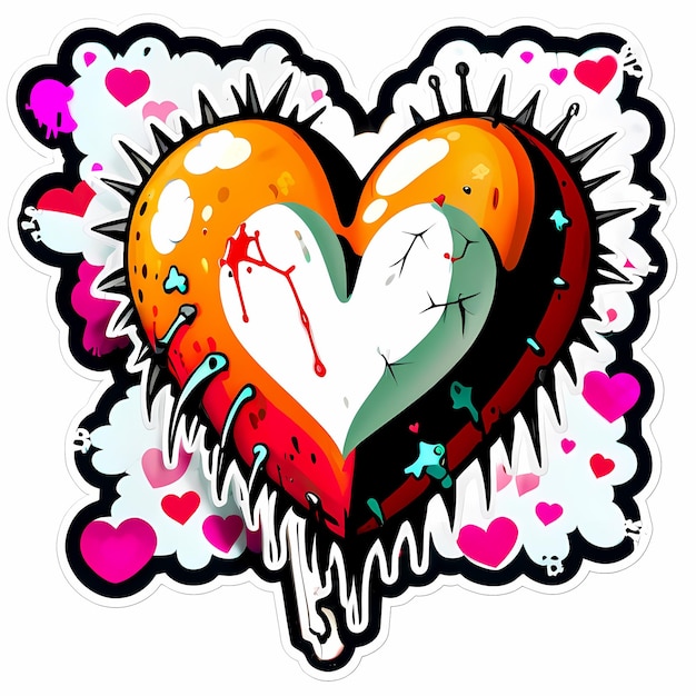 Photo heart shaped stickers 3d hearts with different designs heart shape cartoon style stickers set