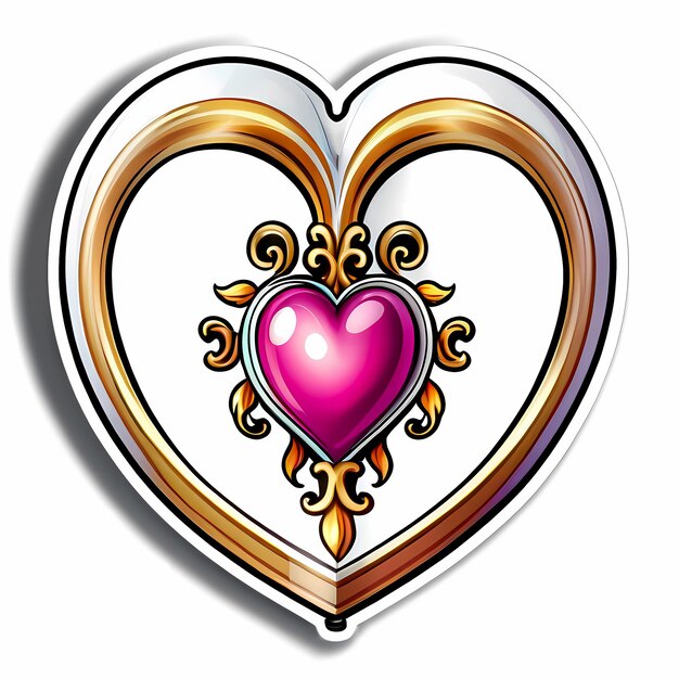 Photo heart shaped stickers 3d hearts with different designs heart shape cartoon style stickers set