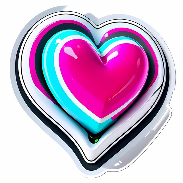 Photo heart shaped stickers 3d hearts with different designs heart shape cartoon style stickers set