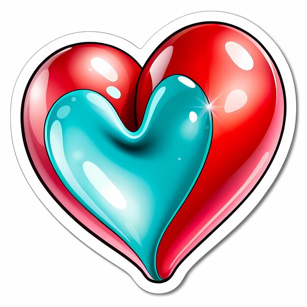 Photo heart shaped stickers 3d hearts with different designs heart shape cartoon style stickers set