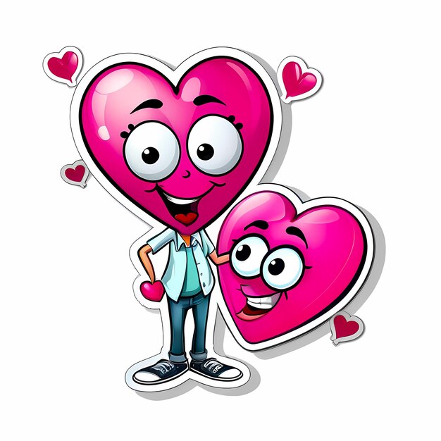 Photo heart shaped stickers 3d hearts with different designs heart shape cartoon style stickers set