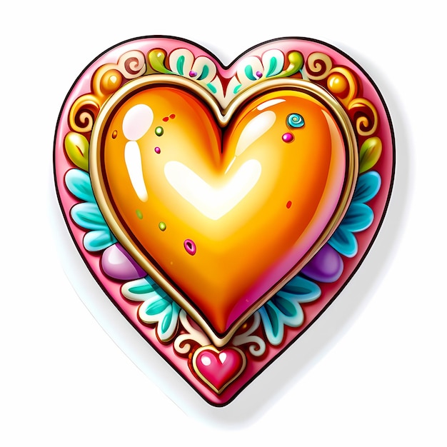 Photo heart shaped stickers 3d hearts with different designs heart shape cartoon style stickers set