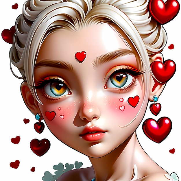 heart shaped stickers 3d hearts with different designs heart shape cartoon style stickers set