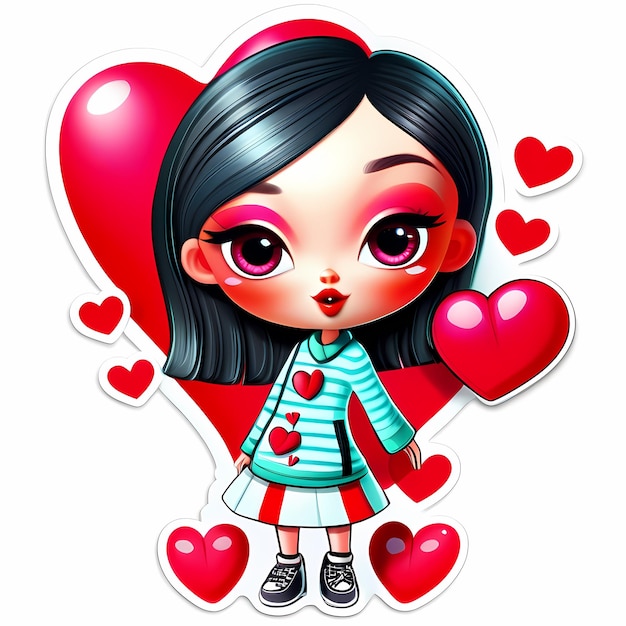 heart shaped stickers 3d hearts with different designs heart shape cartoon style stickers set