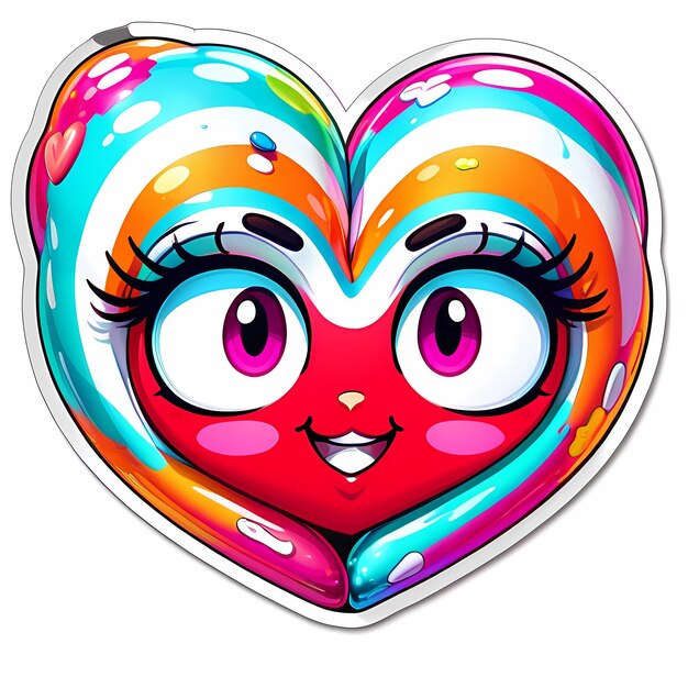 Photo heart shaped stickers 3d hearts with different designs heart shape cartoon style stickers set