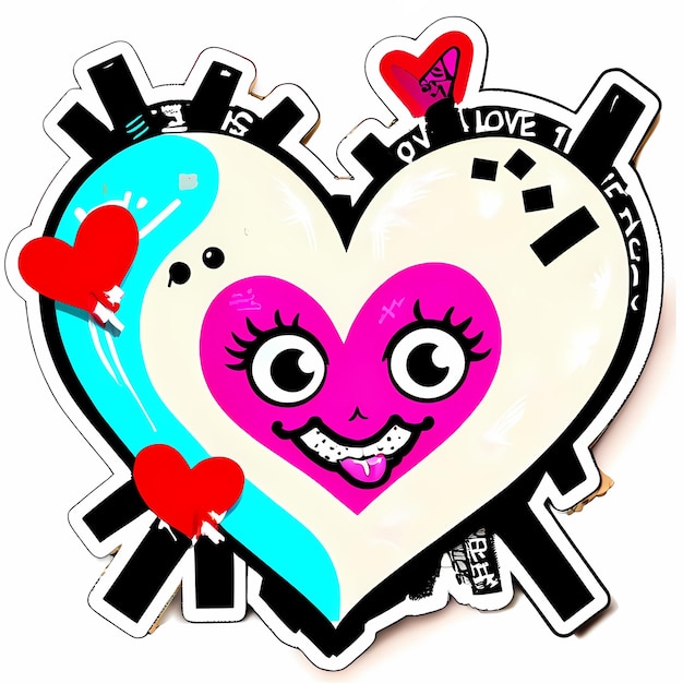 Фото Наклейки в форме сердца 3d-сердца с различными рисунками в виде сердца наклейки стиля мультфильмов