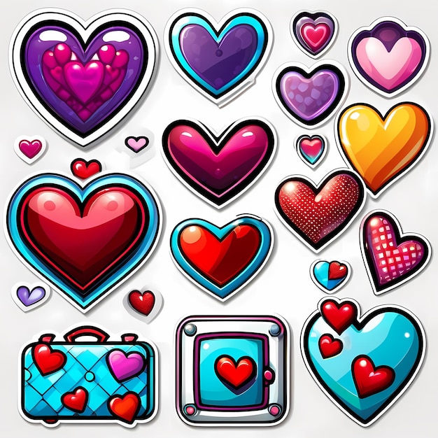 Photo heart shaped stickers 3d hearts with different designs